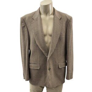 Vintage 80's Houndstooth Wool Blazer Jacket Chagoll Classic Single Button Men 46